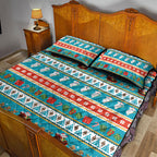 Australia Christmas Quilt Bed Set Xmas Beach Vibes Teal
