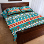 Australia Christmas Quilt Bed Set Xmas Beach Vibes Teal