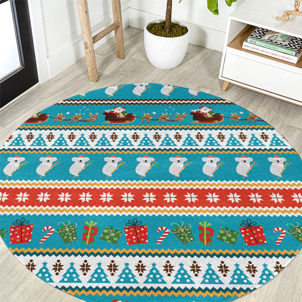 Australia Christmas Round Carpet Xmas Beach Vibes Teal
