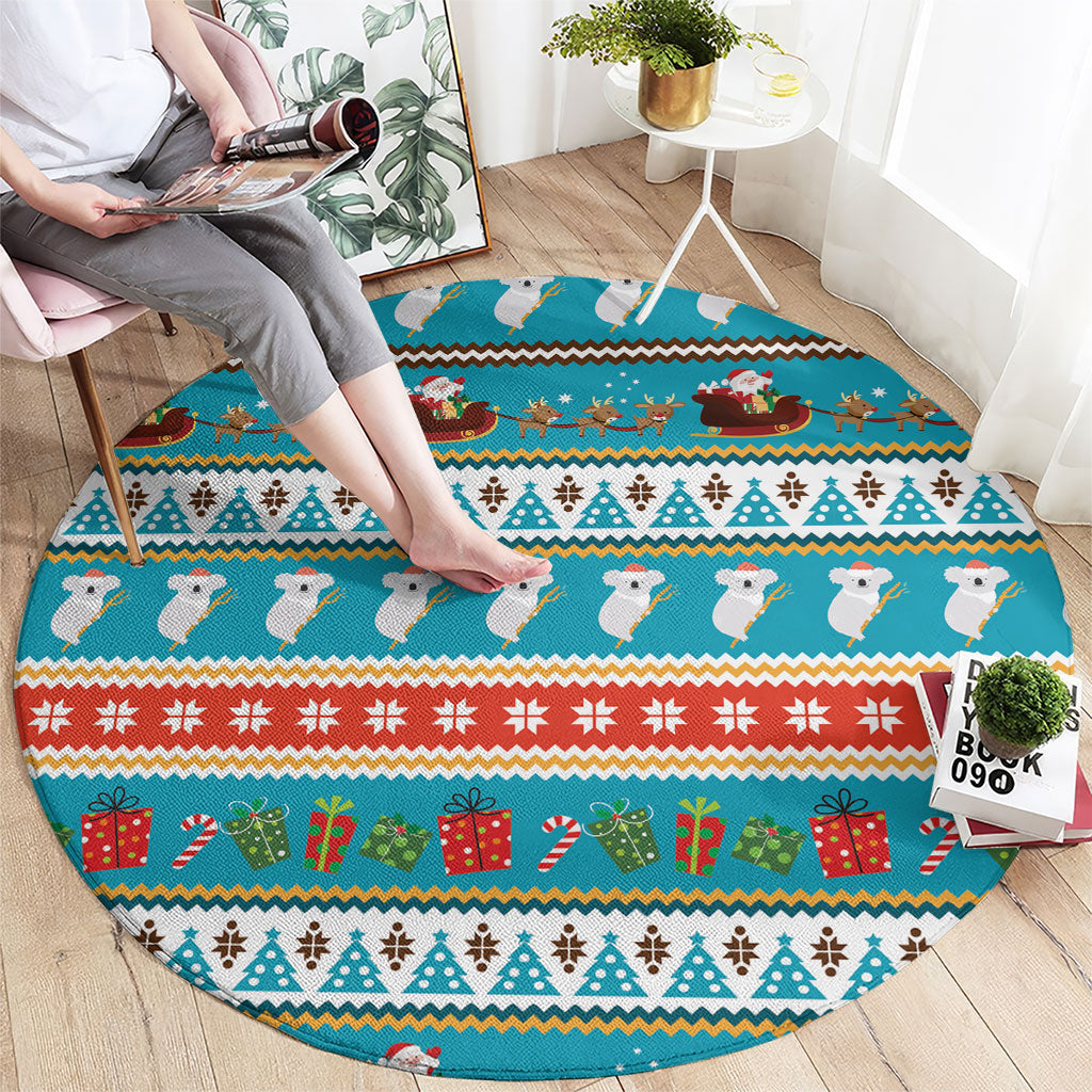 Australia Christmas Round Carpet Xmas Beach Vibes Teal