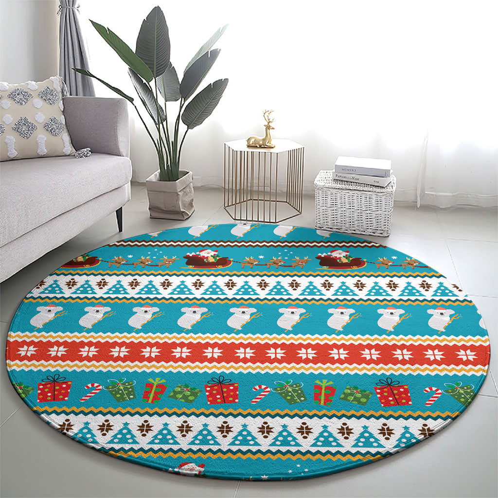 Australia Christmas Round Carpet Xmas Beach Vibes Teal