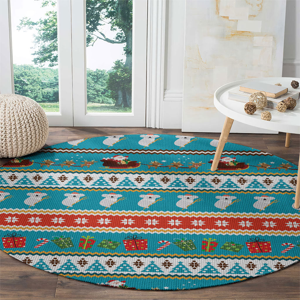Australia Christmas Round Carpet Xmas Beach Vibes Teal