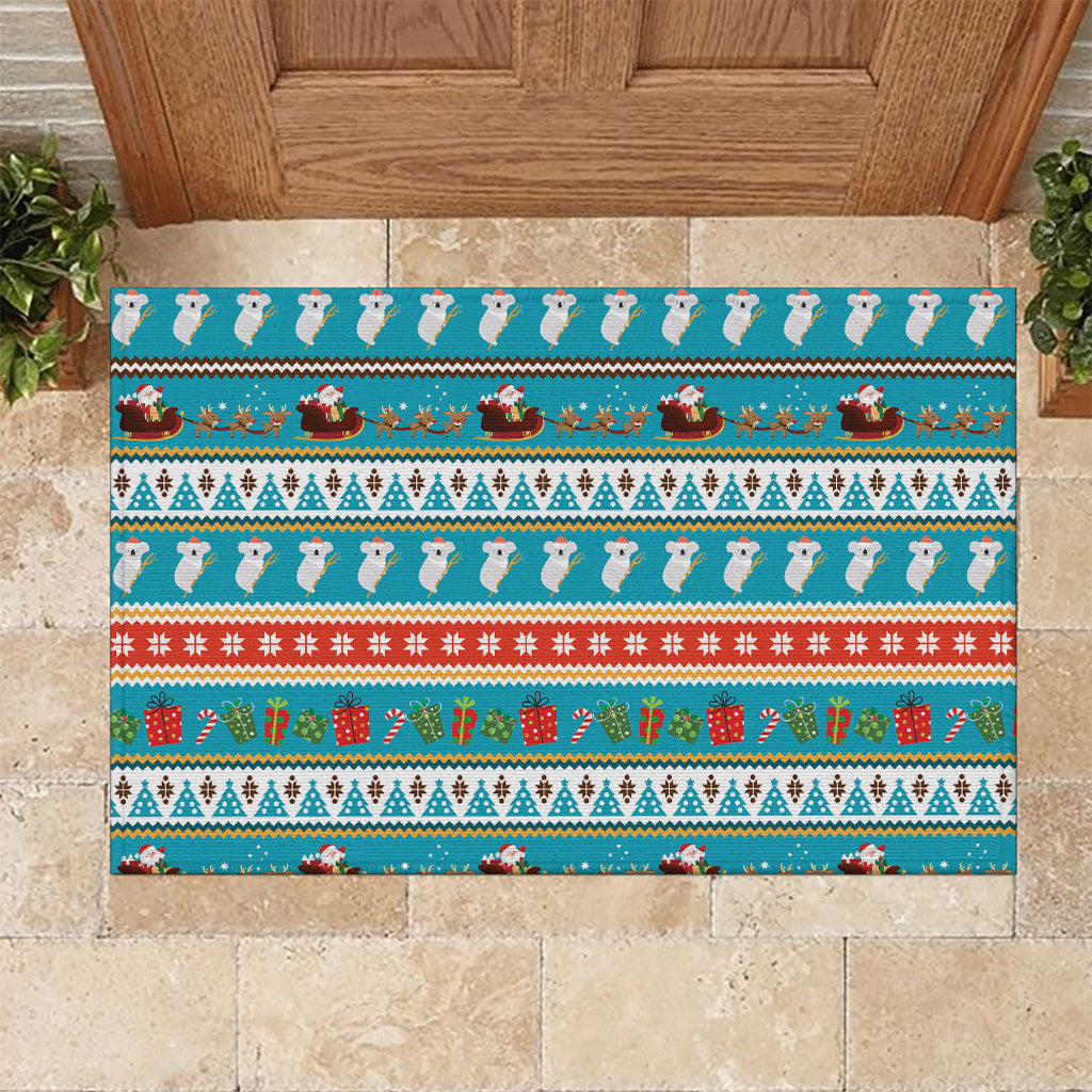 Australia Christmas Rubber Doormat Xmas Beach Vibes Teal
