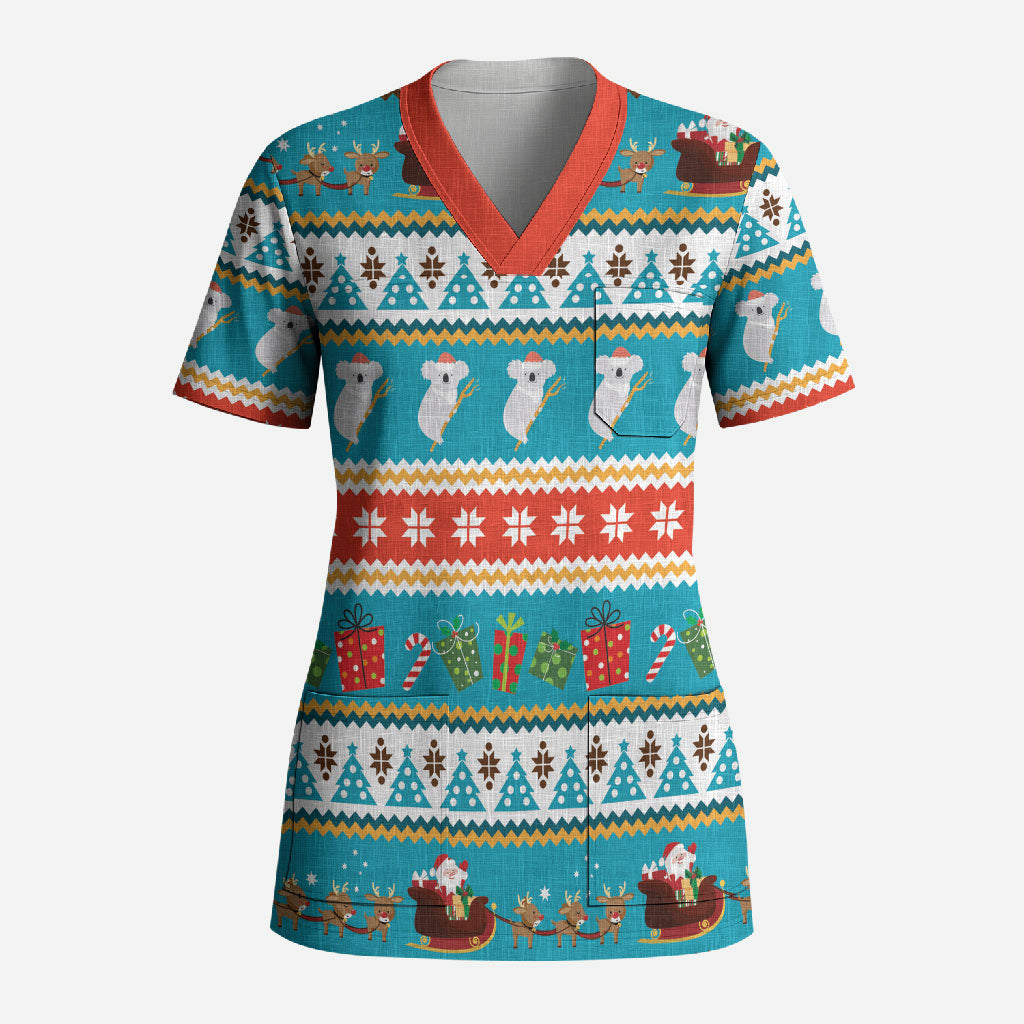 Australia Christmas Scrub Top Xmas Beach Vibes Teal