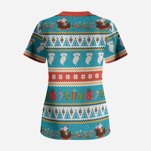 Australia Christmas Scrub Top Xmas Beach Vibes Teal