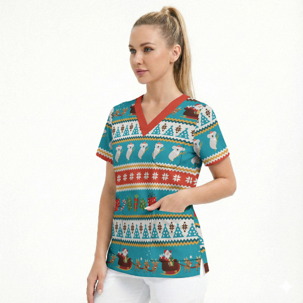 Australia Christmas Scrub Top Xmas Beach Vibes Teal