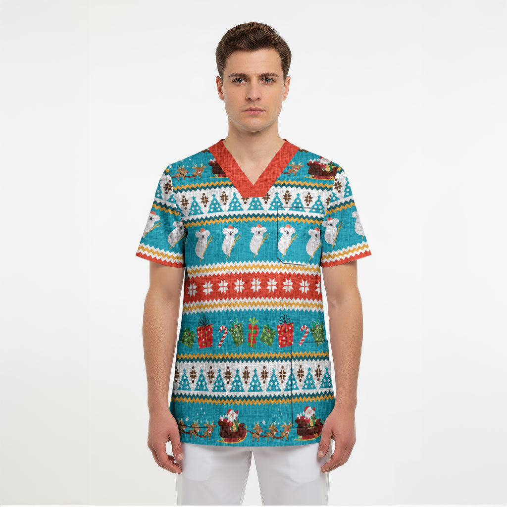 Australia Christmas Scrub Top Xmas Beach Vibes Teal