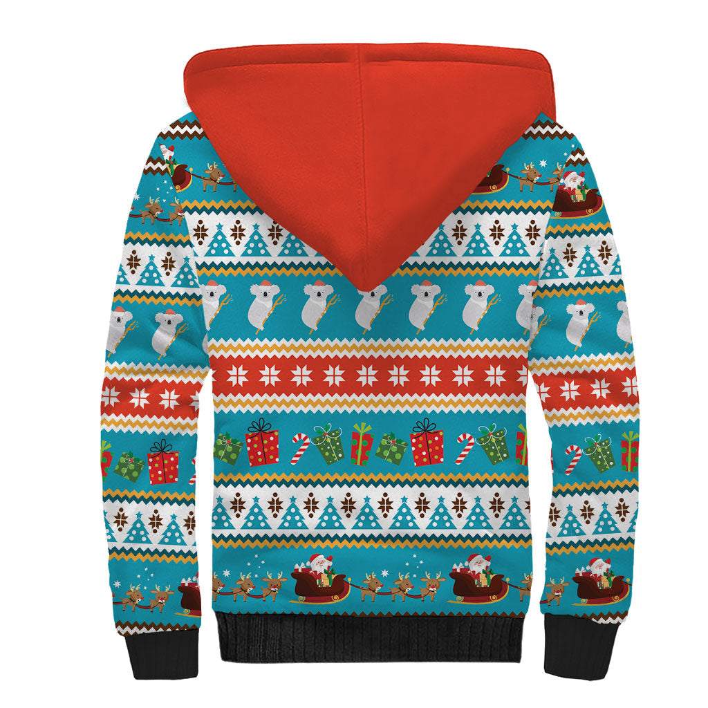 Australia Christmas Sherpa Hoodie Xmas Beach Vibes Teal