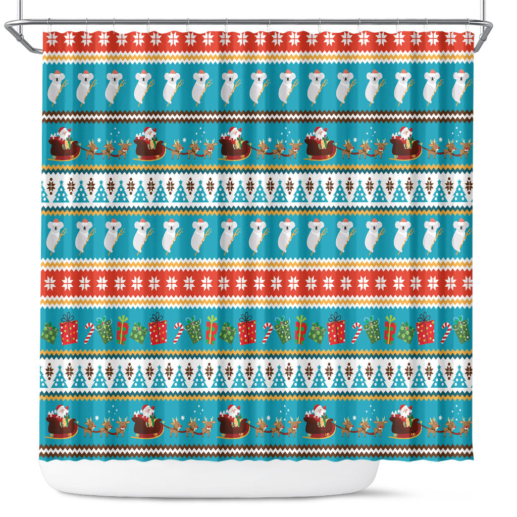 Australia Christmas Shower Curtain Xmas Beach Vibes Teal