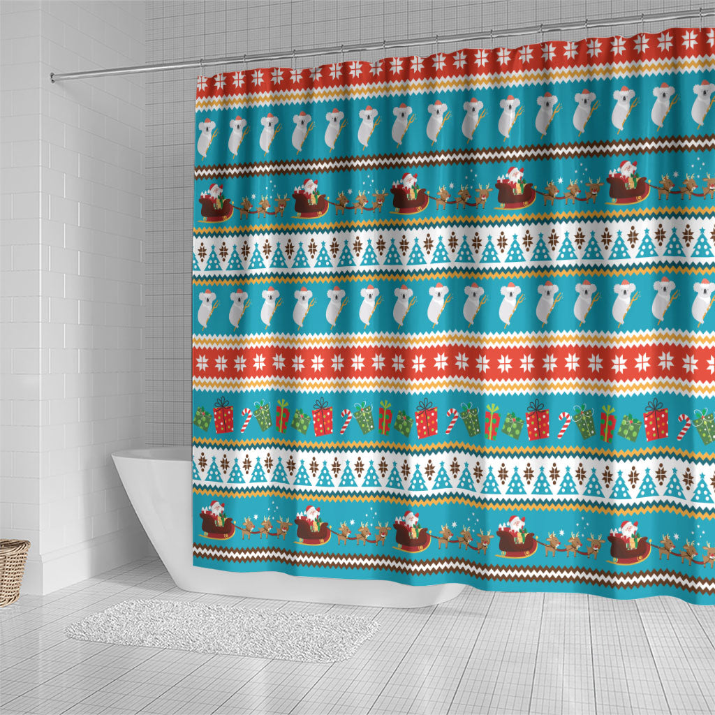 Australia Christmas Shower Curtain Xmas Beach Vibes Teal