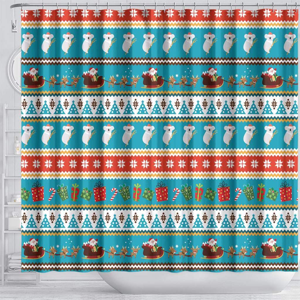 Australia Christmas Shower Curtain Xmas Beach Vibes Teal