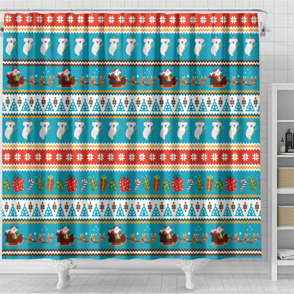 Australia Christmas Shower Curtain Xmas Beach Vibes Teal