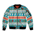 Australia Christmas Sleeve Zip Bomber Jacket Xmas Beach Vibes Teal