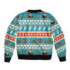 Australia Christmas Sleeve Zip Bomber Jacket Xmas Beach Vibes Teal