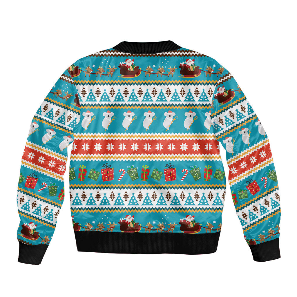 Australia Christmas Sleeve Zip Bomber Jacket Xmas Beach Vibes Teal