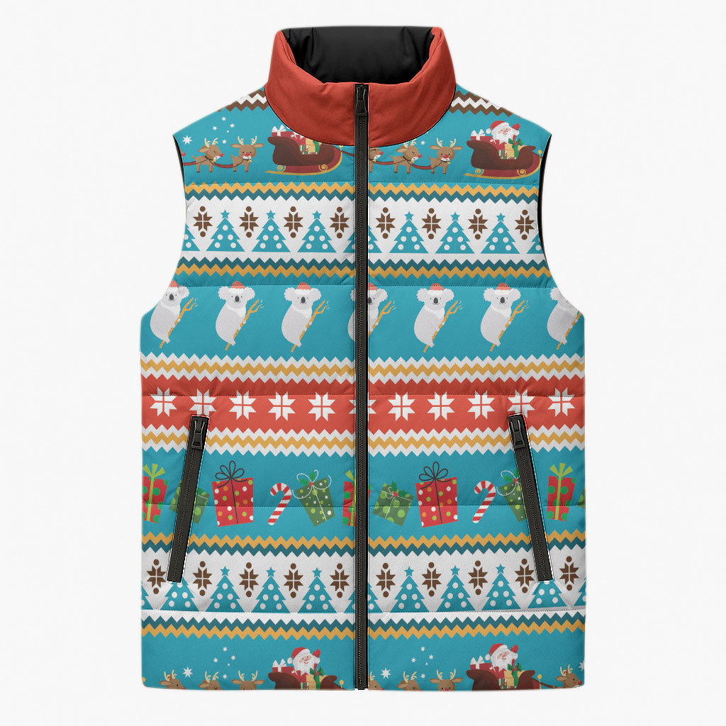 Australia Christmas Sleeveless Puffer Jacket Xmas Beach Vibes Teal