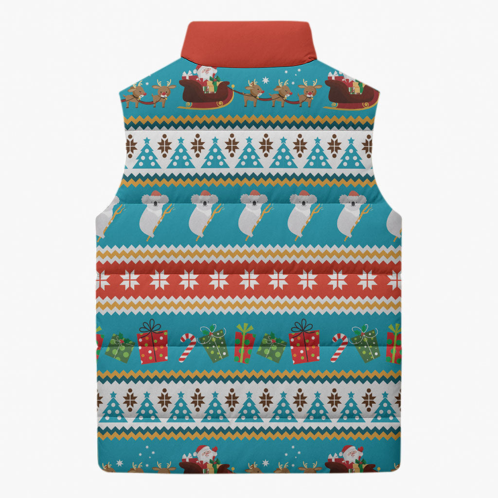 Australia Christmas Sleeveless Puffer Jacket Xmas Beach Vibes Teal