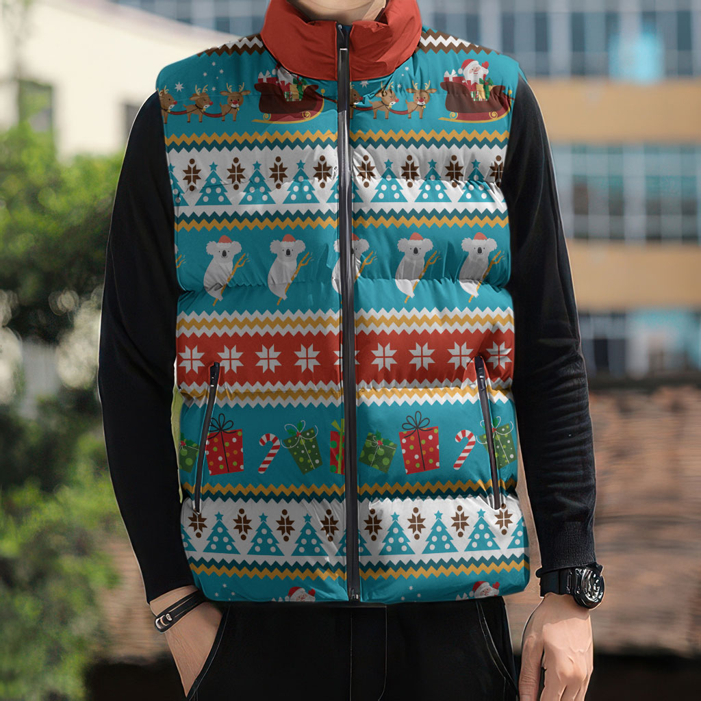 Australia Christmas Sleeveless Puffer Jacket Xmas Beach Vibes Teal