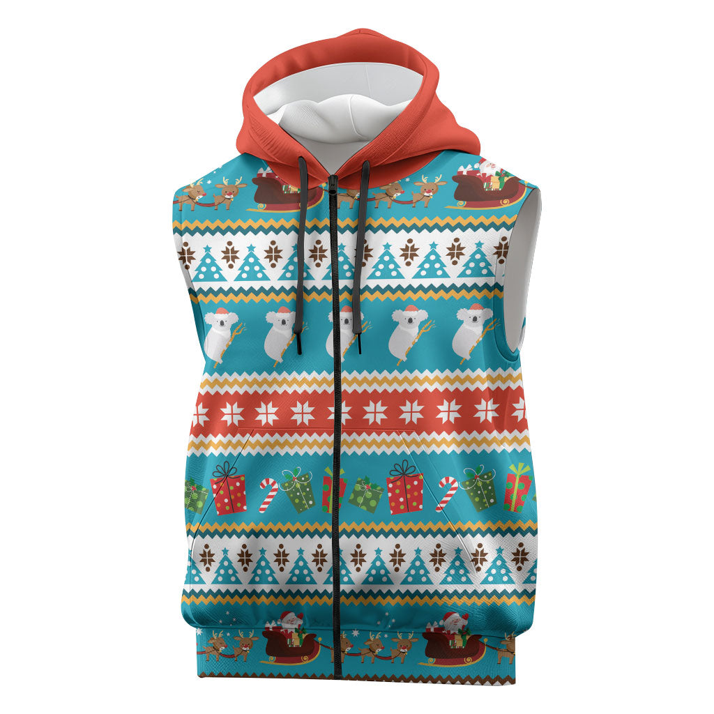 Australia Christmas Sleeveless Zip Hoodie Xmas Beach Vibes Teal