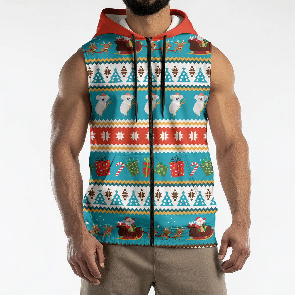 Australia Christmas Sleeveless Zip Hoodie Xmas Beach Vibes Teal