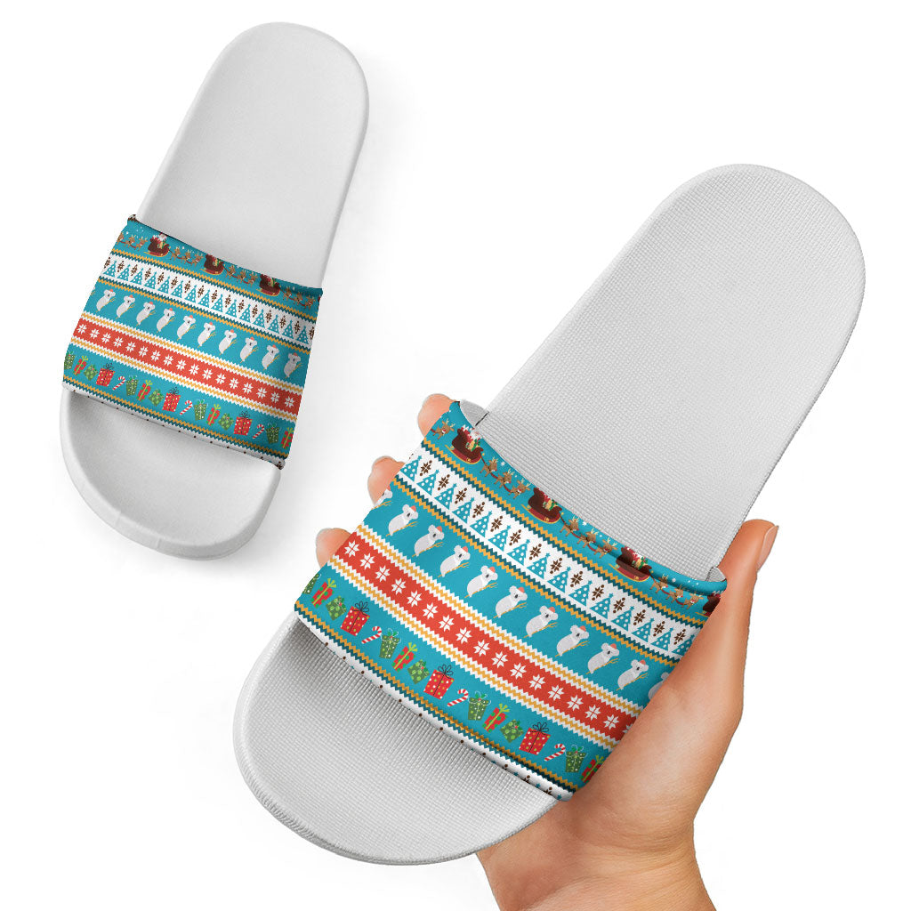 Australia Christmas Slide Sandals Xmas Beach Vibes Teal