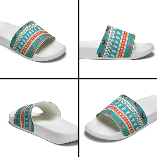 Australia Christmas Slide Sandals Xmas Beach Vibes Teal