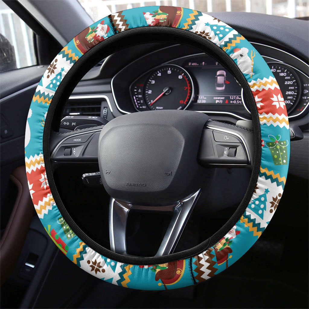 Australia Christmas Steering Wheel Cover Xmas Beach Vibes Teal