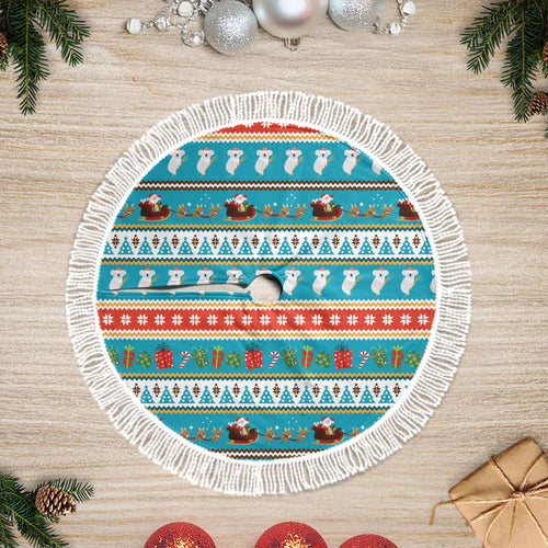 Australia Christmas Tree Skirt Xmas Beach Vibes Teal
