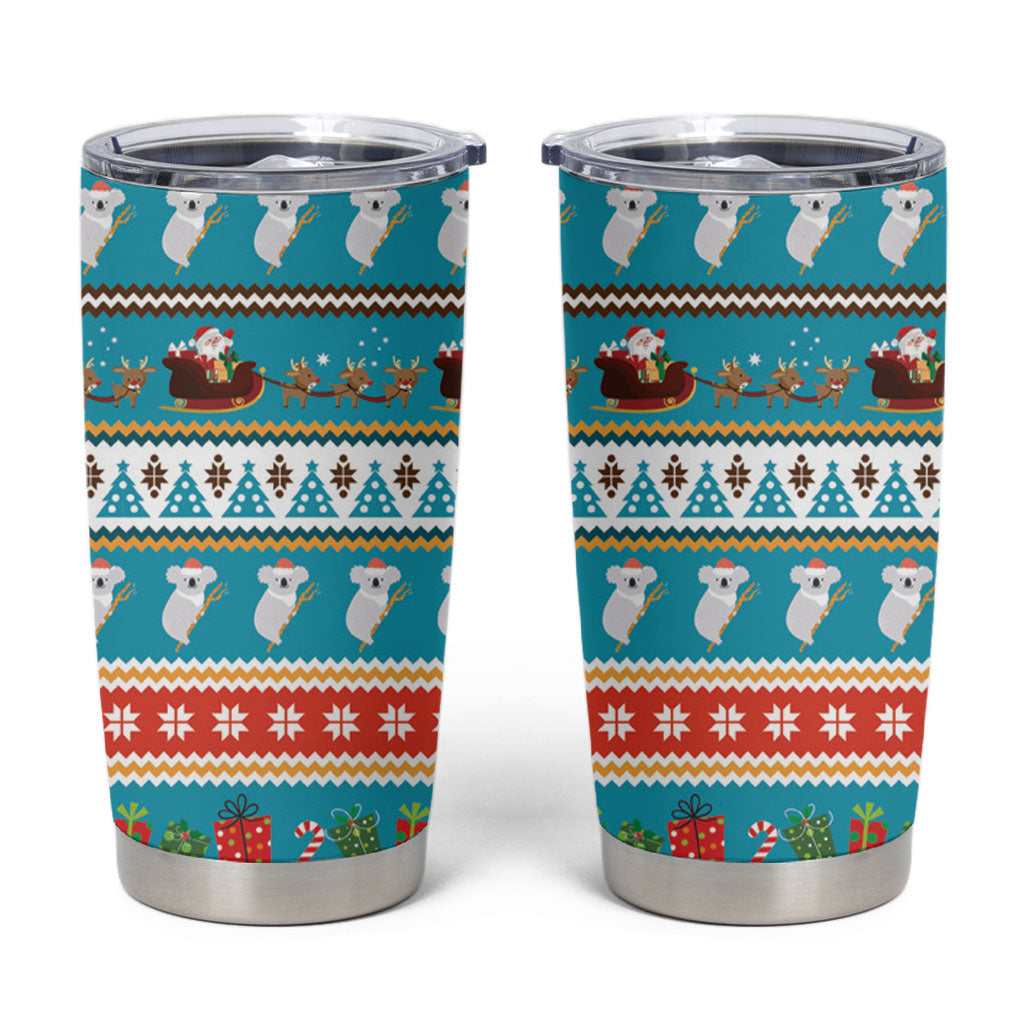 Australia Christmas Tumbler Cup Xmas Beach Vibes Teal