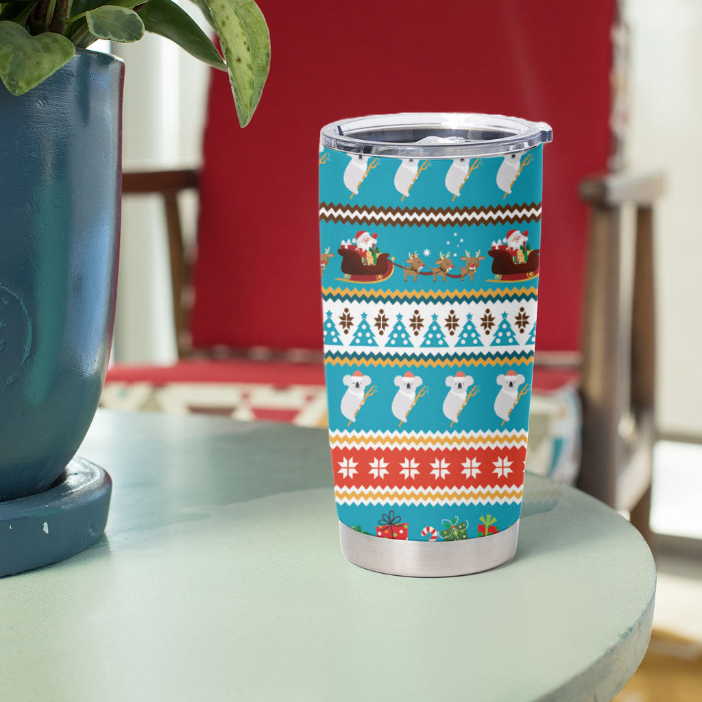 Australia Christmas Tumbler Cup Xmas Beach Vibes Teal
