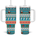 Australia Christmas Tumbler With Handle Xmas Beach Vibes Teal