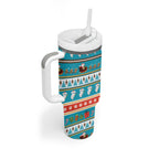Australia Christmas Tumbler With Handle Xmas Beach Vibes Teal