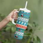 Australia Christmas Tumbler With Handle Xmas Beach Vibes Teal
