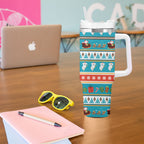 Australia Christmas Tumbler With Handle Xmas Beach Vibes Teal
