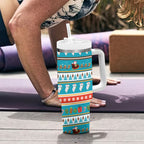 Australia Christmas Tumbler With Handle Xmas Beach Vibes Teal