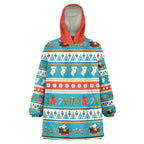 Australia Christmas Wearable Blanket Hoodie Xmas Beach Vibes Teal