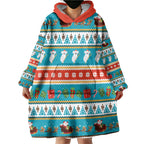 Australia Christmas Wearable Blanket Hoodie Xmas Beach Vibes Teal