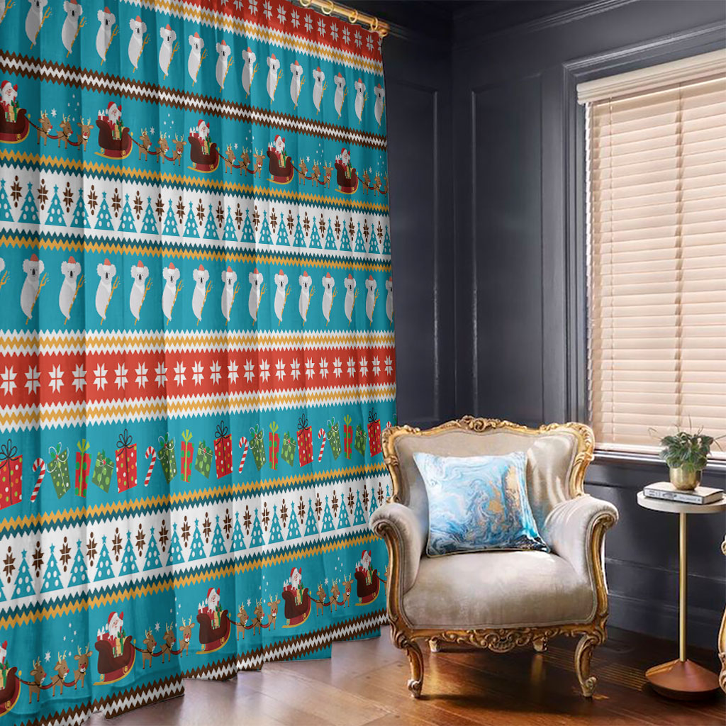 Australia Christmas Window Curtain Xmas Beach Vibes Teal