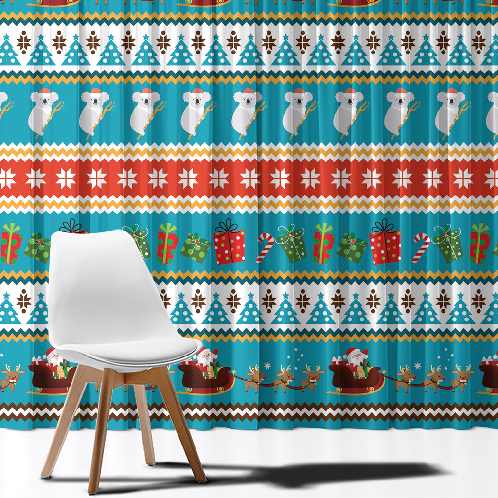 Australia Christmas Window Curtain Xmas Beach Vibes Teal