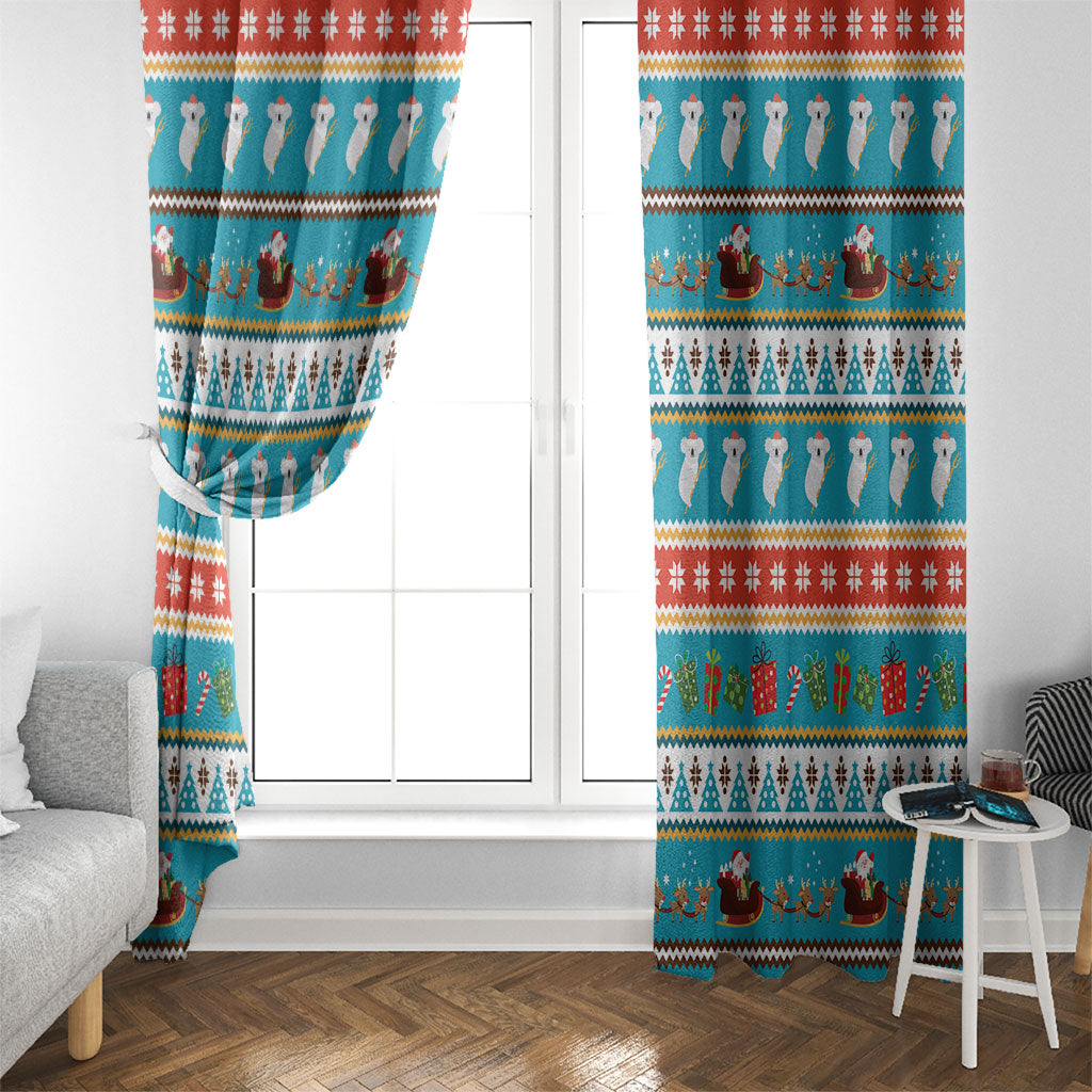 Australia Christmas Window Curtain Xmas Beach Vibes Teal