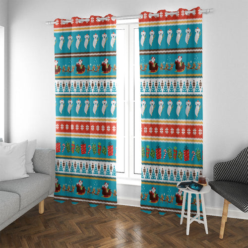 Australia Christmas Window Curtain Xmas Beach Vibes Teal