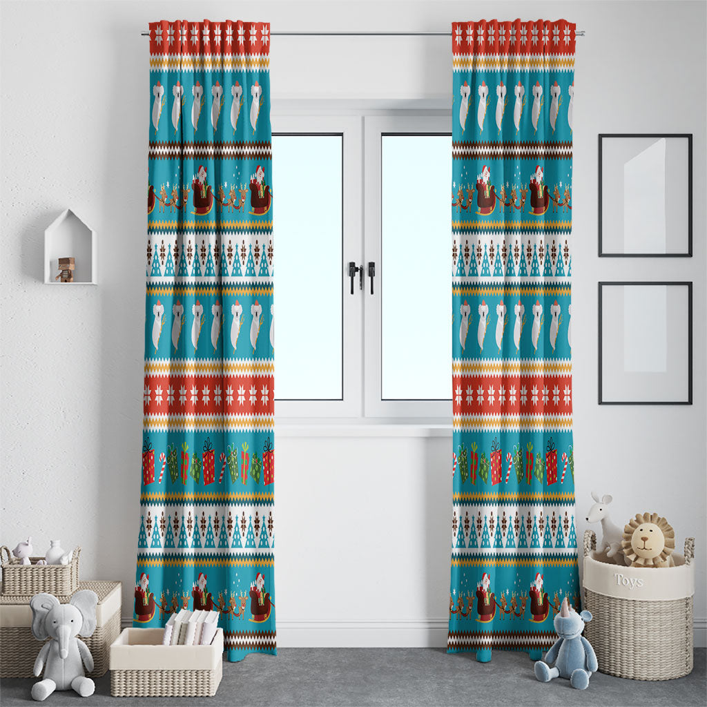 Australia Christmas Window Curtain Xmas Beach Vibes Teal