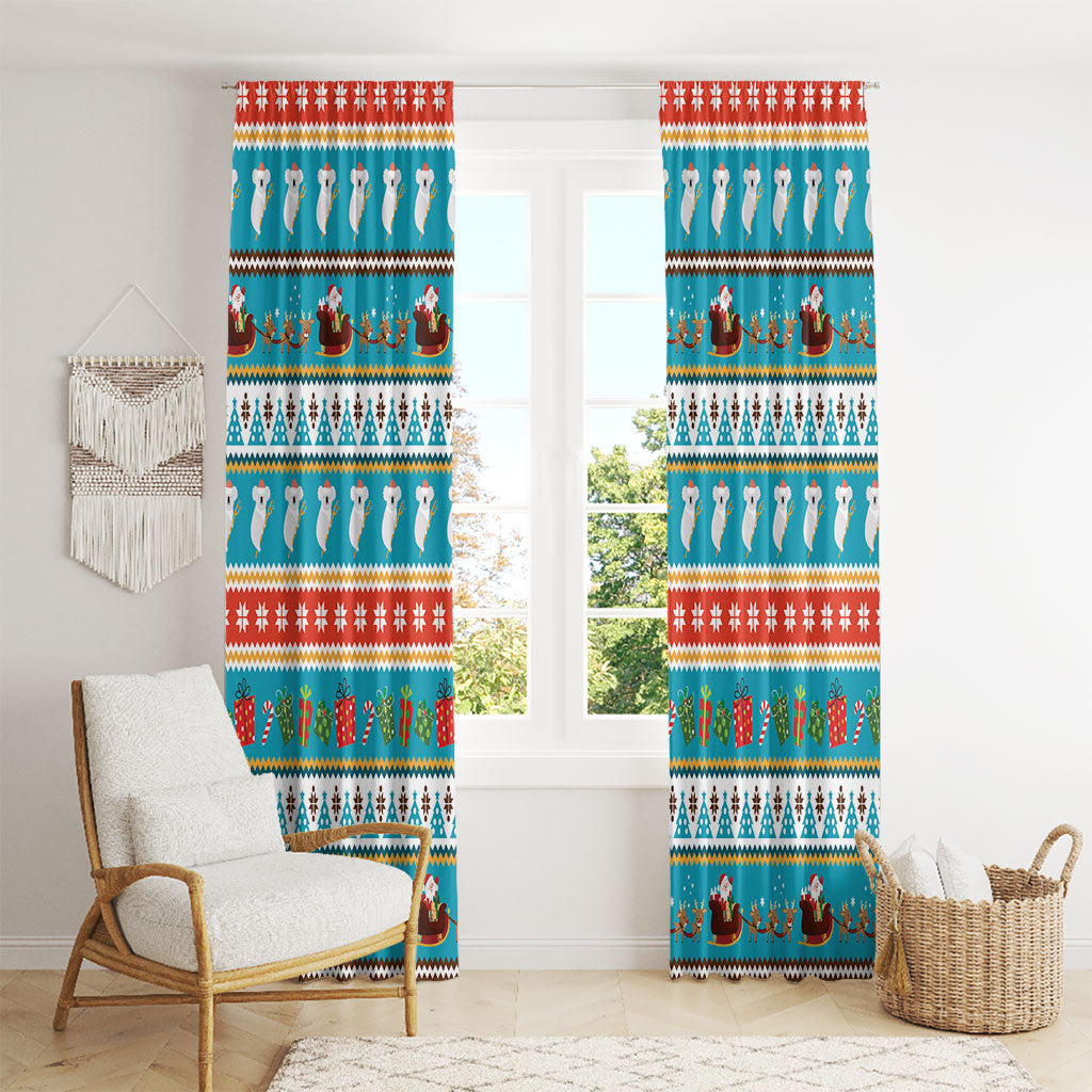 Australia Christmas Window Curtain Xmas Beach Vibes Teal