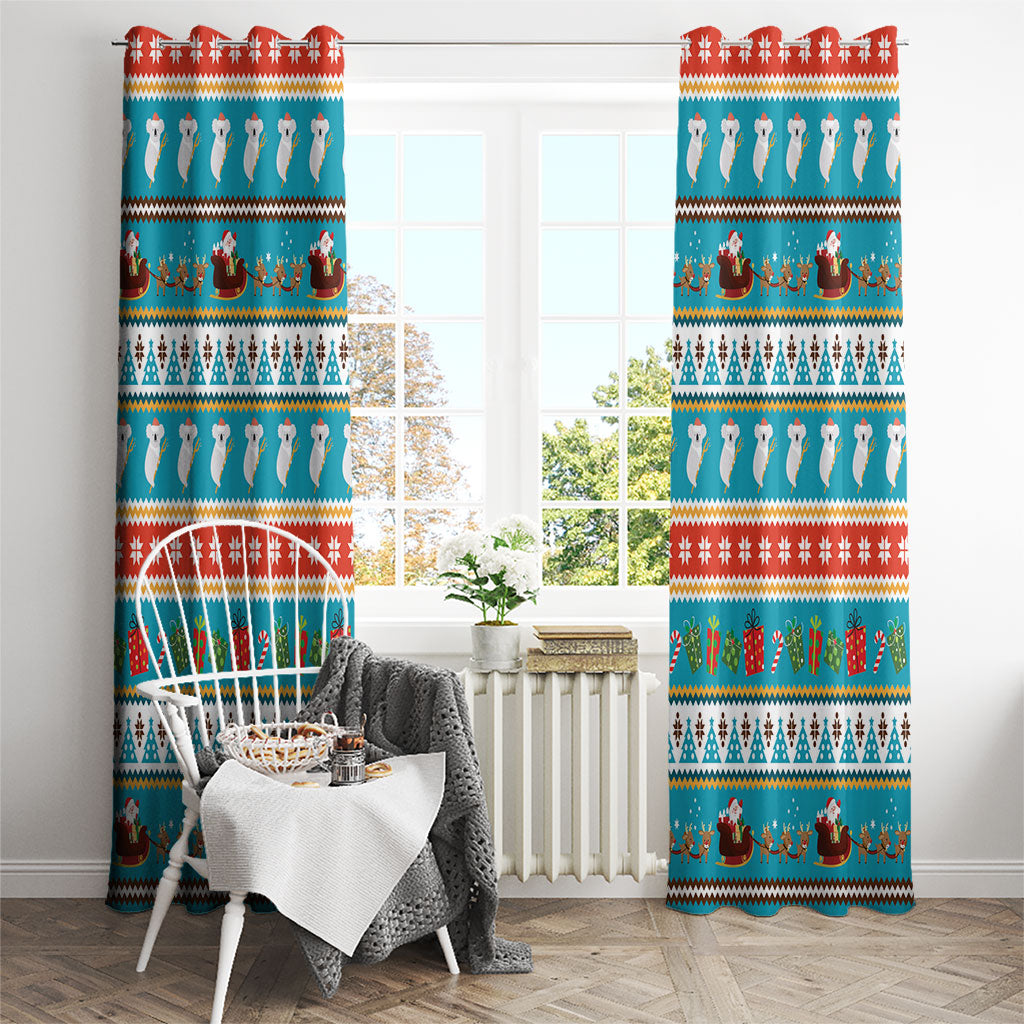 Australia Christmas Window Curtain Xmas Beach Vibes Teal