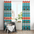 Australia Christmas Window Curtain Xmas Beach Vibes Teal