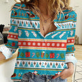 Australia Christmas Women Casual Shirt Xmas Beach Vibes Teal