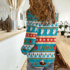 Australia Christmas Women Casual Shirt Xmas Beach Vibes Teal