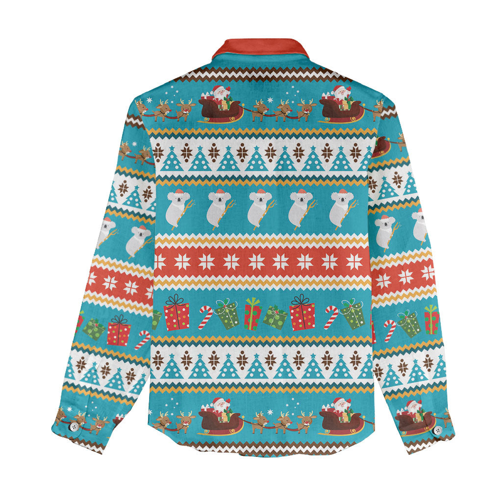 Australia Christmas Women Casual Shirt Xmas Beach Vibes Teal