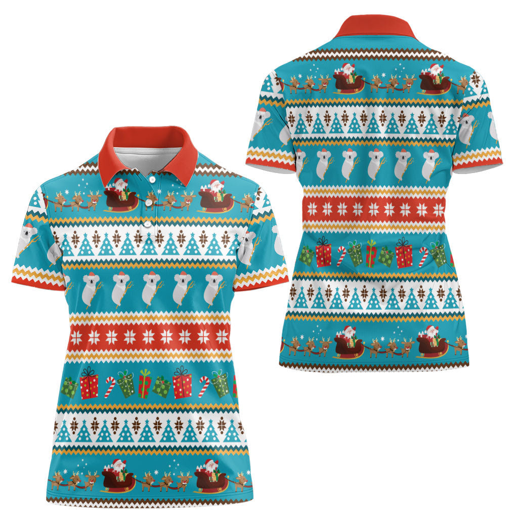Australia Christmas Women Polo Shirt Xmas Beach Vibes Teal