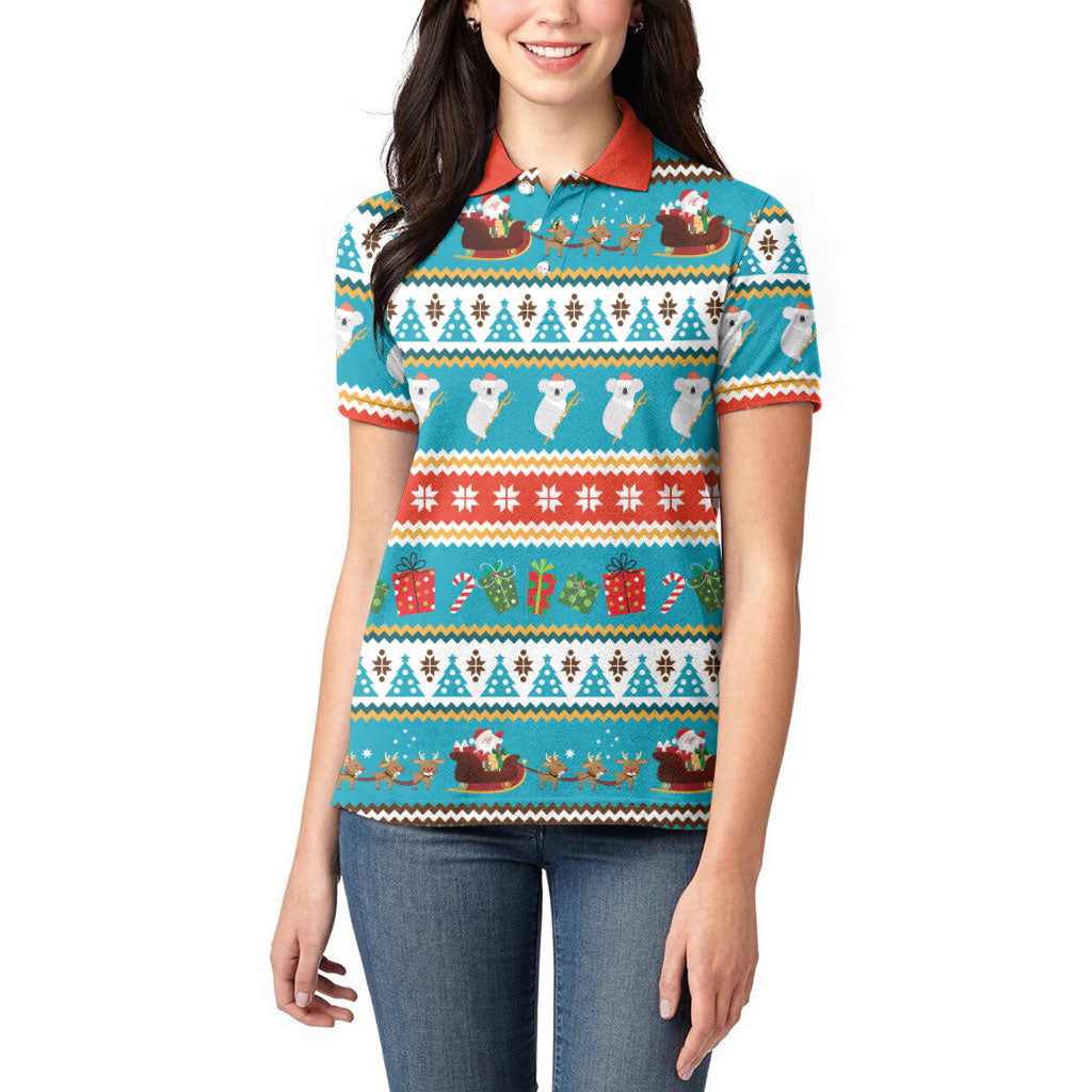 Australia Christmas Women Polo Shirt Xmas Beach Vibes Teal